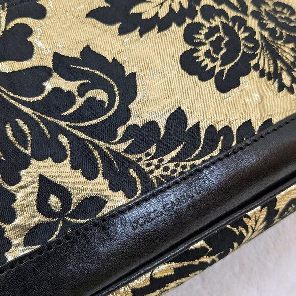 Dolce & Gabbana black gold leather satin mini shoulder bag Y2K vintage - Picture 6 of 16